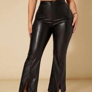 PU Leather Flare Leg Pants
